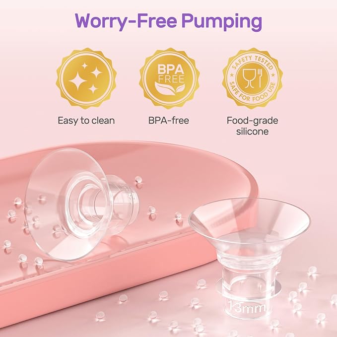 Nuliie 8PCS Silicone Flanges Insert Replacement Kit, Flange Sizing Kit 13mm for 24mm Flange/Shield Breast Pumps, Pumping Essential Kit for Moms