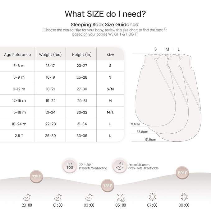 lulumoon Sleep Sack Muslin for Baby: Cotton Wearable Blanket for 15-24 Months - Soft Lightweight Ideal for Nursery Lounge Nighttime Naptime