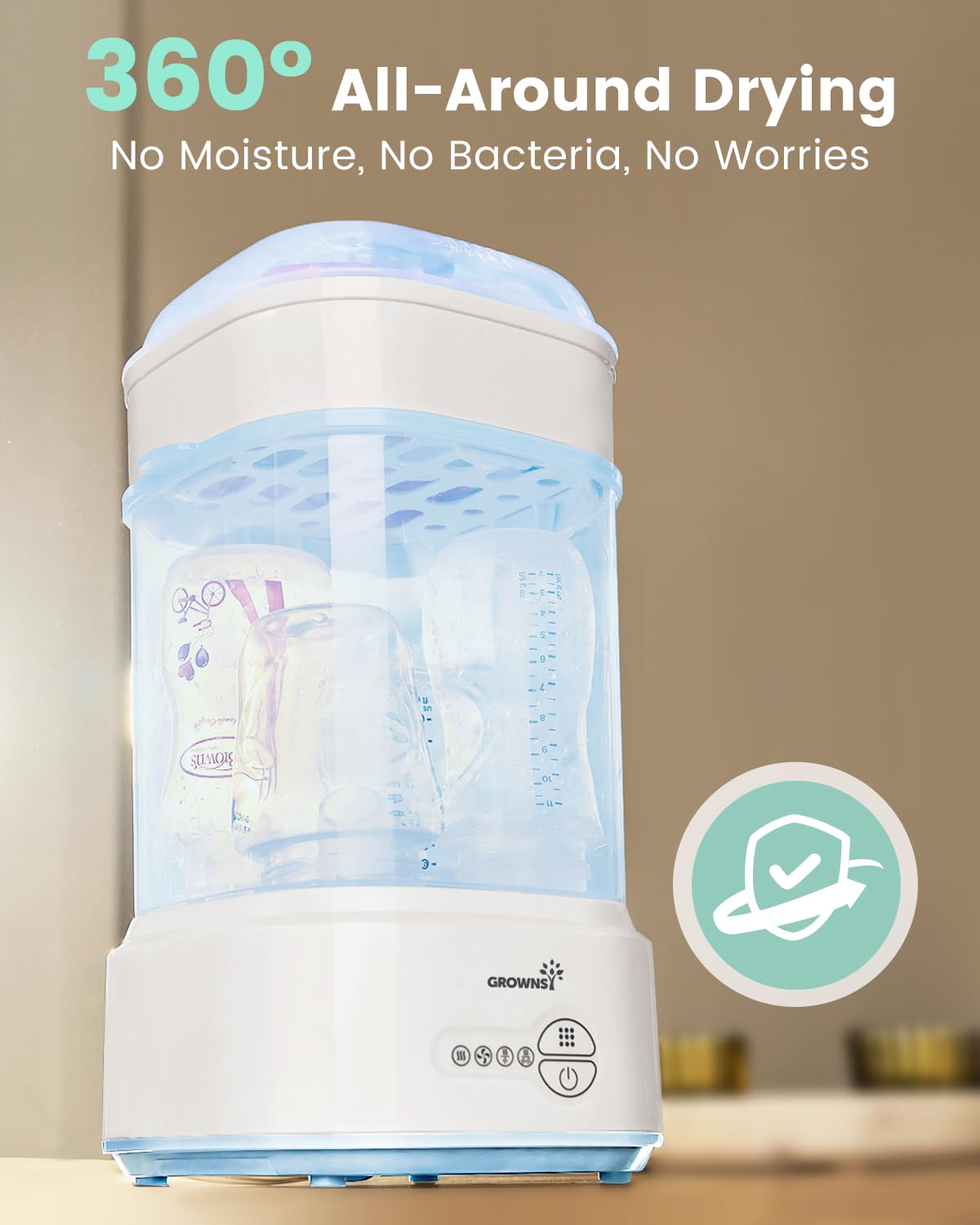 Bottle Sterilizer and Dryer, Compact Electric Steam Baby Bottle Sterilizer (Esterilizador de Biberones), Bottle Sanitizer for Baby Bottles, Pacifiers, Pump Parts Blue