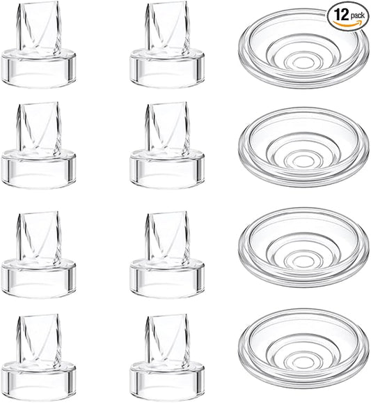 8pcs Duckbill Valves and 4pcs Silicone Diaphragm Compatible with Momcozy S12 Pro/S9 Pro/TSRETE S12/Kmaier S12 Wearable Breast Pumps Accessories,Breast Pump Replacement Parts