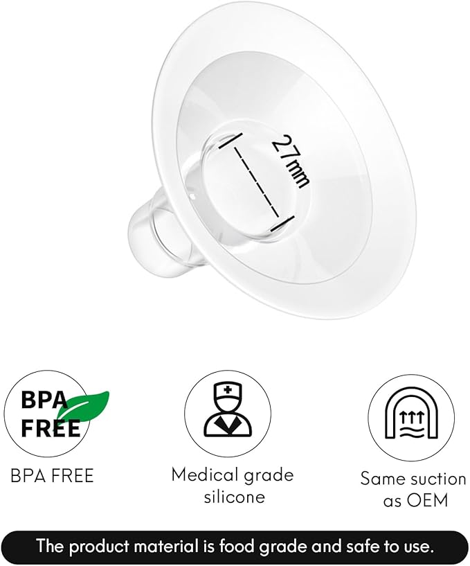 Replace Flanges 2-Pack of 27mm Breast Shields Compatible with Lansinoh, Medela, Spectra Breast Pumps, Pump Parts for Medela Breast Shields Personalfit Flex, Lansinoh Flange Accessories, Spectra Flange