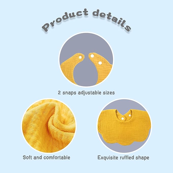 Muslin Baby Bibs for Drooling and Teething Newborn Drool Bibs for Baby Girl Boy