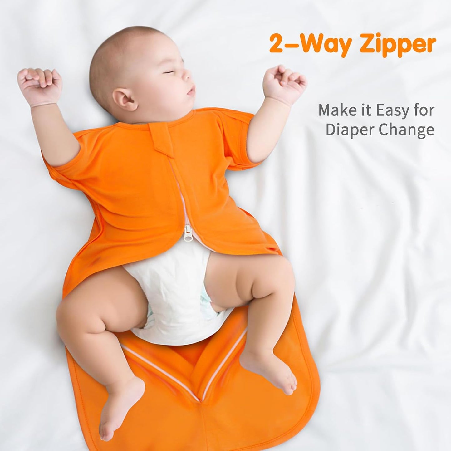 Transition Swaddle 0-3 Months, Newborn Sleep Sack Arms up Swaddle 2-Way Zipper 100% Cotton Arms in/Out, 0.8 Tog Baby Sleep Sack for Boy Girl, 2-Pack Transitional Swaddle Sack (Small 5-14lbs)