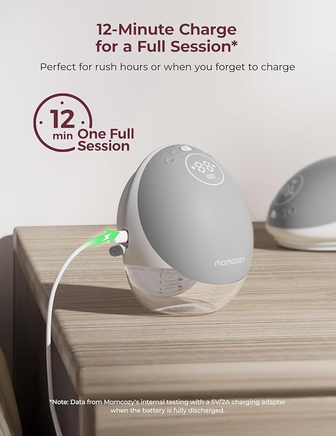 Momcozy Breast Pump Hands Free Upgraded Mobile Flow | M9, App Discreet Control with Personalized Multi-Modes & 15 Levels, Wearable Breast Pump 24mm, 2 Pack Gray