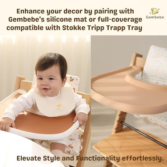 Waterproof Compatible Stokke Tripp Trapp Cushion Set - Easy to Clean Newborn Set - 100% Cotton High Chair Cushion (Little Birdie / 49.5 Counts)