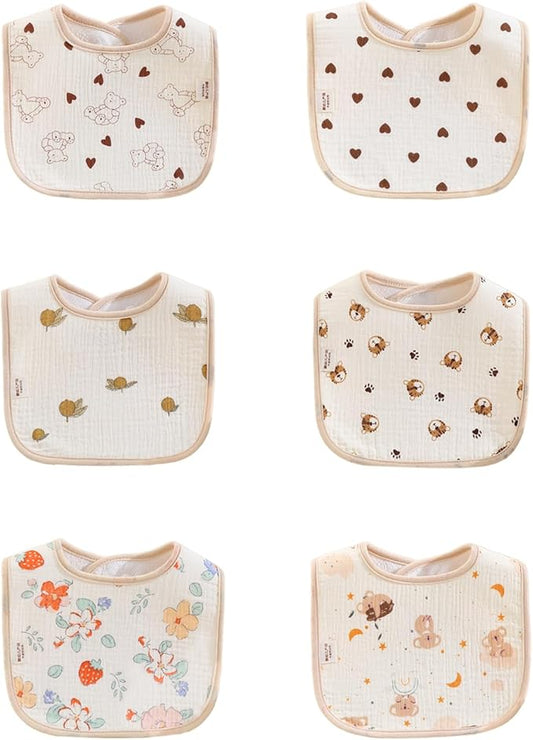 Baby Bandana Bibs, 6 Pack Waterproof Toddler Bib,Soft Cotton Absorbent Baby Bibs for Eating,Drooling,Teething