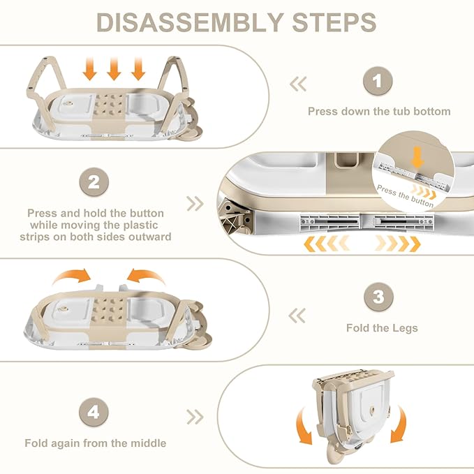 MoreFeel Collapsible Baby Bathtub for Newborn with Thermometer & 1 Hooded Towel & 1 Soft Floating Cushion,Portable Travel Bathtub with Drain Hole, Durable Foldable Baby Tubs for Infants to Toddler