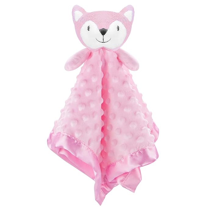 Pro Goleem Loveys for Babies - Soft Security Blanket Baby Snuggle Toy Newborn Stuffed Animals Baby Gifts for Girls, Pink Fox 16 Inch