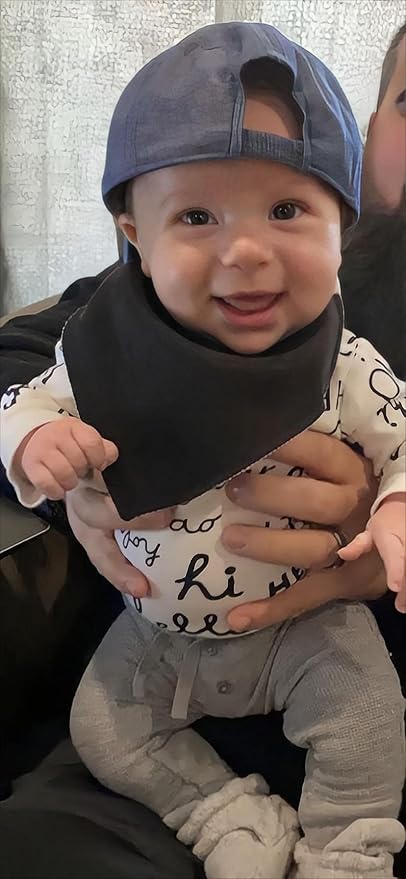 Maiwa Black White Cotton Bandana Snap Drool Bibs for Baby Girls Boys for Drooling eating Teething for 12 Pack