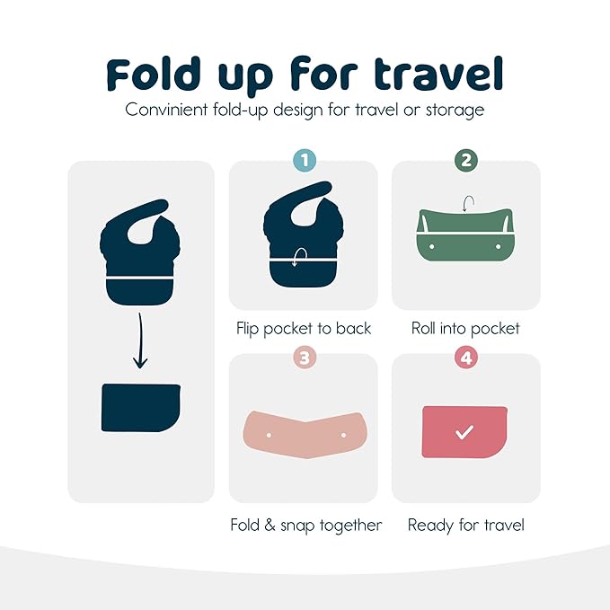 Tiny Twinkle Mess Proof Baby Bibs for Eating – Waterproof, Wipeable Toddler Bibs with Pocket – Baby Food Bibs for Girls & Boys(3 Pack,Petite Safari)