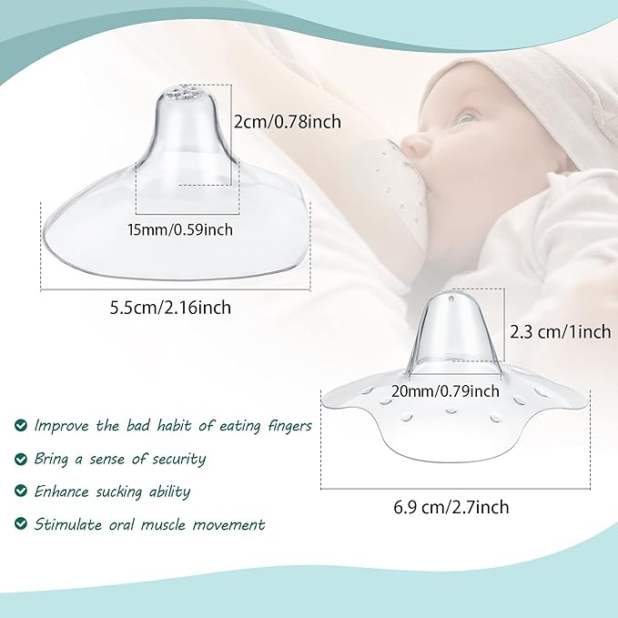 Nuanchu 8 Pcs Nipple Shields for Nursing Newborn Breastfeeding 20 mm 15 mm Nipple Shield Bulk Silicone Protector with Clear Carrying Case for Protecting Sore, Flat or Inverted