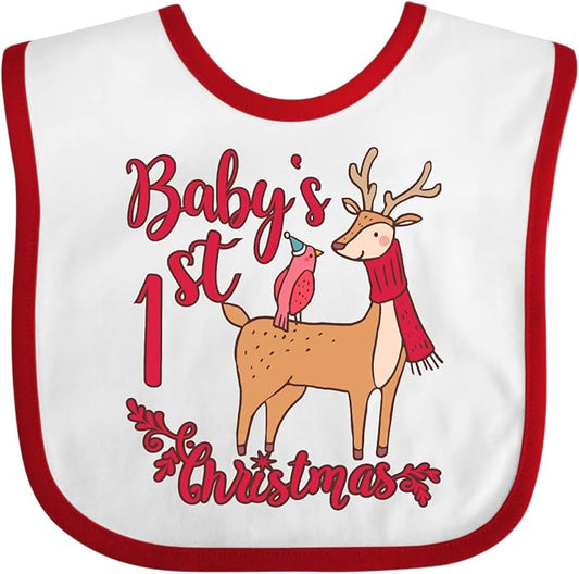 inktastic Baby's First Christmas Baby Bib