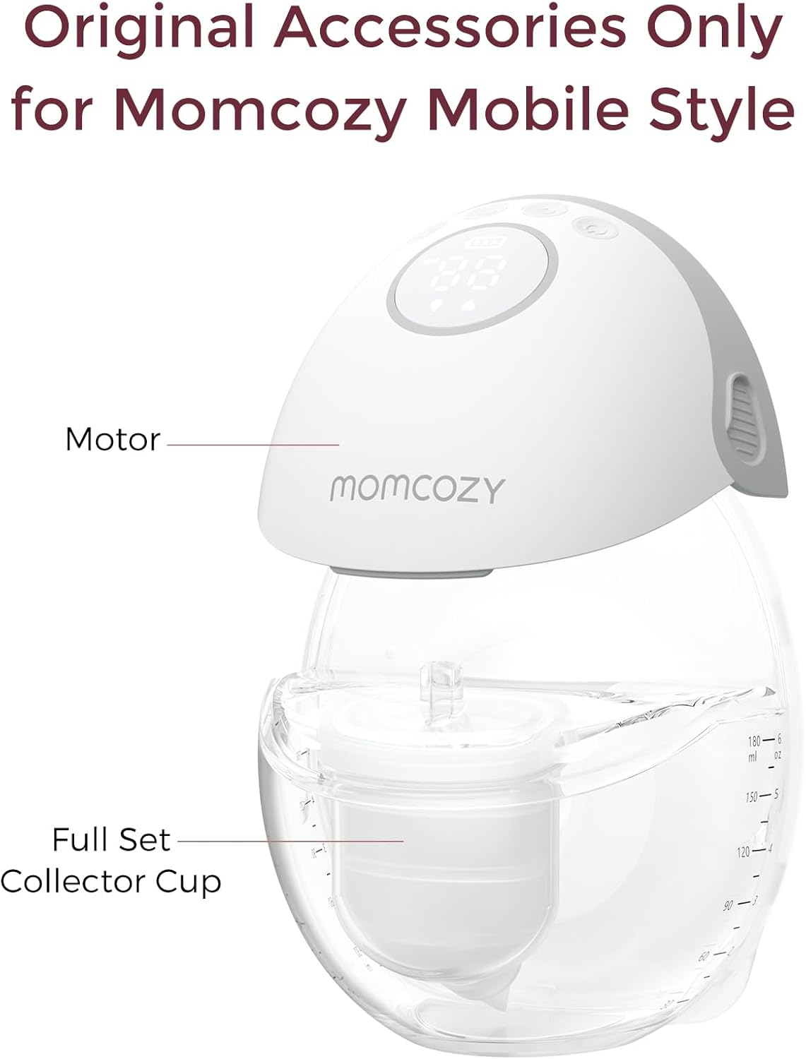 Momcozy Full Set Collector Cup Only Compatible with Momcozy Mobile Style | M6 NOT for Others. Original Mobile Style | M6 Breast Pump Replacement Accessories DoubleFit Flange 24mm