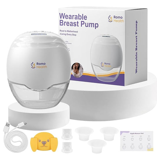 ROMO-GLE/21 Breast Pump Hands Free, Wearable Breastfeeding Pump, Electric Breast Pumps with 3 Modes & 8 Suction Levels, Smart Display, Leak-Proof Design & 3 Flange Inserts(17mm, 19mm, 21mm), 1 Pcs
