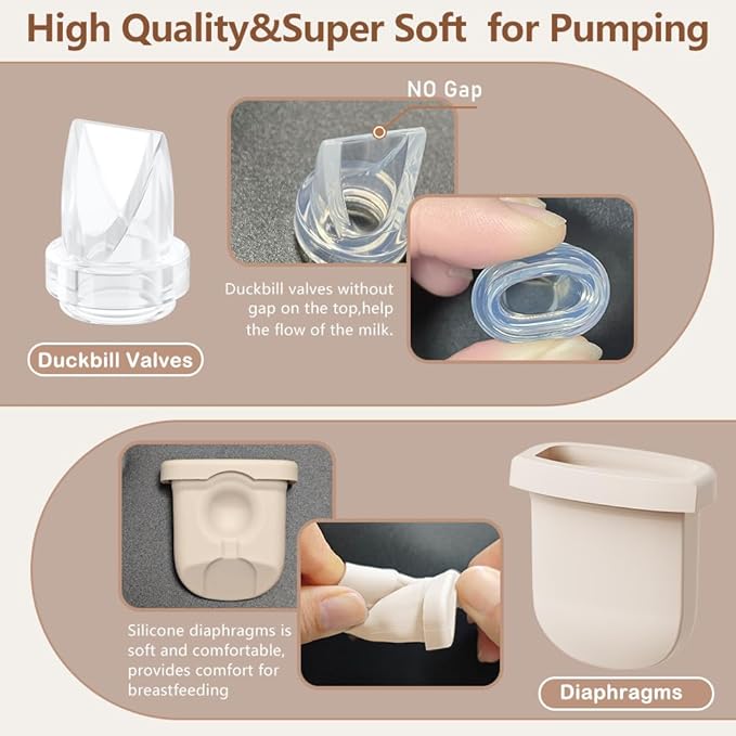 4pcs Silicone Diaphragms Compatible with eufy S1 Pro/S1/E10/E20 Wearable Breast Pump, Replace for eufy Pump Parts Diaphragm,Not Original eufy Parts