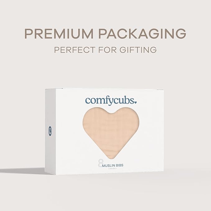 Comfy Cubs Muslin Bibs for Babies, Pack of 8 - Soft and Highly Absorbent, Feeding, Drool and Teething Bib, Adjustable Snaps - Stylish & Colorful Unisex Designs, Giftable Set - Blush