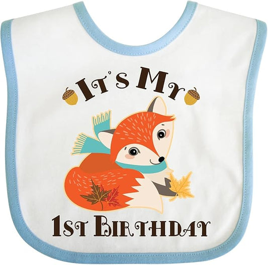 inktastic 1st Birthday Woodland Fox Baby Bib