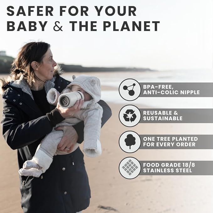 MILK & WATER All in One Baby Bottle & Baby Formula Dispenser On The Go, 9oz - Keeps Water Warm & Formula Fresh - Baby Formula Mixing Bottle with Anti Colic Nipple - Leak-Proof - 6+ Months (White)