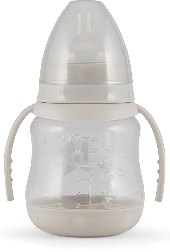 Disney 2 Pack 7 Ounce Baby Bottles with Character Prints and Colored Covers with Double Handle - BPA Free and Easy to Clean
