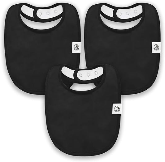 3 Pack Baby Bibs for Boys & Girls | Cotton, Absorbent Drooling & Teething Bib | Thick, Adjustable Snap-on
