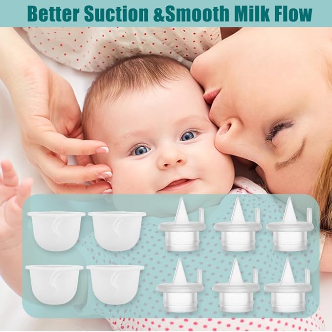 6pcs Duckbill Valves and 4pcs Silicone Diaphragm Compatible with Zomee Z1/Z2/BabyBuddha/NCVI 8782/8780/Motif Twist Breast Pump Replacement Pump Accessories