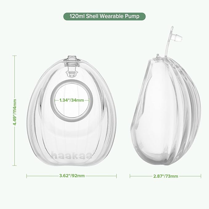 haakaa Wearable Breast Pump, Silicone Shell Breast Pump - Hands Free, Passive Breast Milk Collector Shield for Newborns, Breastfeeding, 120ml-2 pc