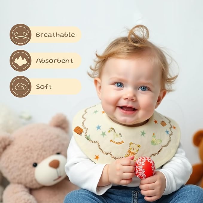 Baby Bibs Muslin Bibs 8 Pack for Drooling and Teething for Unisex Girls Boys