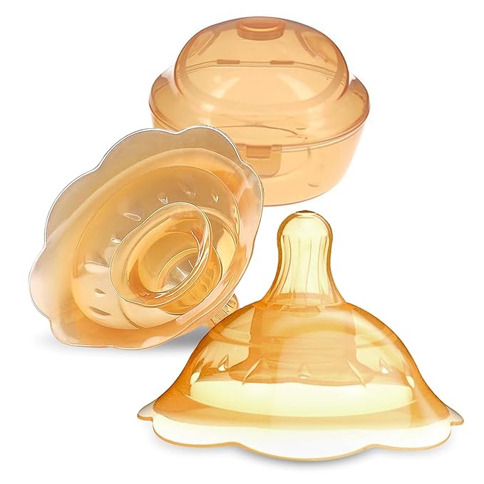 Nipple Shields for Breastfeeding Newborn - 2 Packs,Silicone Nipple Shields Breastfeeding for Baby and Mommy Breast Shell, Nipple Shield,Orange