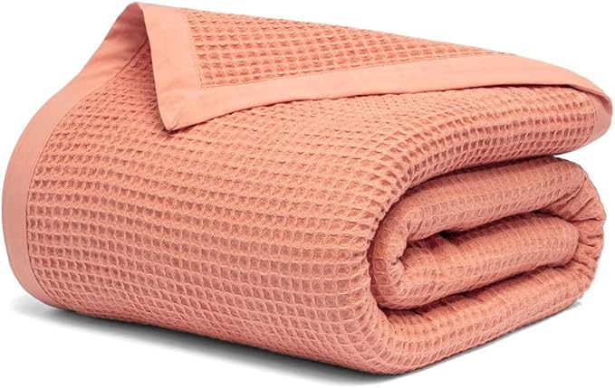 Salt Earth GOTS Certified 100% Organic Cotton Throw Blanket, 55" X 60" Waffle Blankets & Throws for Bed, Throw Blanket for Couch, Modern & Cozy Blanket, All Season, Comfy and Soft Blanket (Sun Bay)