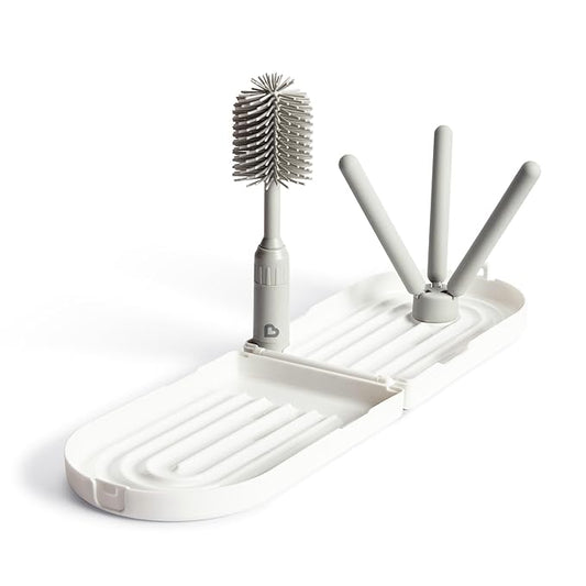 Munchkin® Travel Baby Bottle Drying Rack with Silicone Bottle Brush - Compact and Foldable, Fits Easily in Diaper Bags for On-The-Go Use