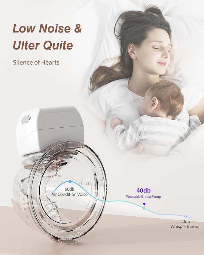 Ultra-Light 193g Hands Free Breast Pump – Quiet & Portable for Home, Work & Travel, LCD Display, 2 Modes & 9 Levels, Rechargeable Wearable Breastfeeding Pump with 21mm/24mm Flanges (White)