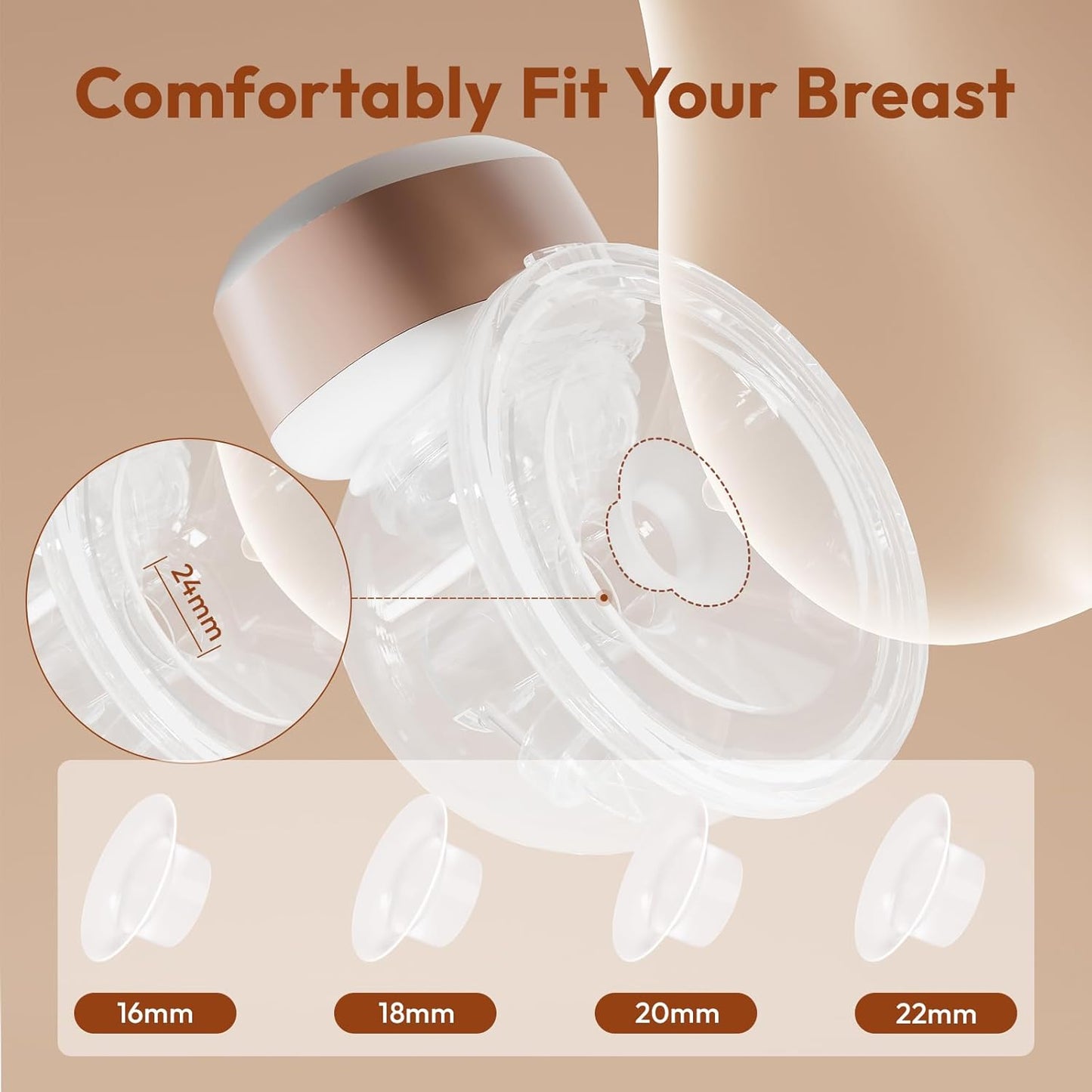 Wearable Breastfeeding Pump Hands Free of Long Battery Life, Portable Electric Breast Pump with 3 Modes and 9 Levels, LED Display, Anti-backflow, 16/18/20/22/24mm Flanges & Inserts, 2 Pack (Pink)