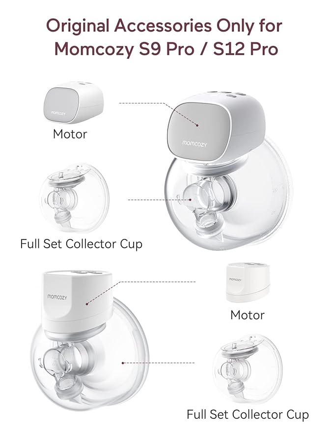 Momcozy Original S9 Pro/S12 Pro Replacement Accessories, Only Compatible with Momcozy S9 Pro/S12 Pro Breast Pump NOT for S9/S12 (Double-Sealed Full Set Collector Cup with 24mm Flange,180ml, 1 Pack)