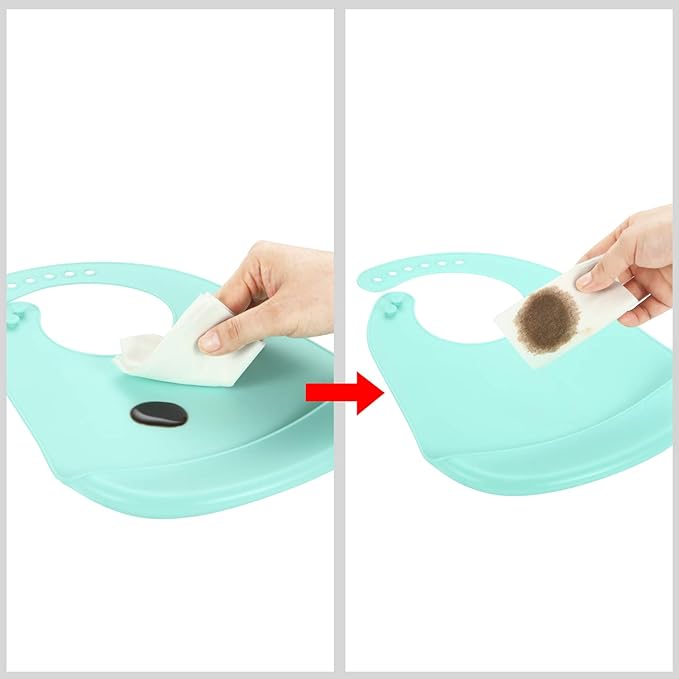 PandaEar 3 Pack Waterproof Silicone Baby Bibs| Super Thin Light Weight Feeding Bib with Food Catcher Pocket for Toddler