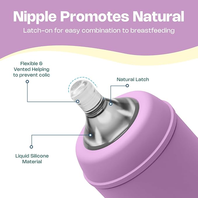 Anti-Colic Baby Bottle with Formula Dispenser, Instant/Quick-Release, Preload Mixing Baby Bottle (Fairydust Pink)