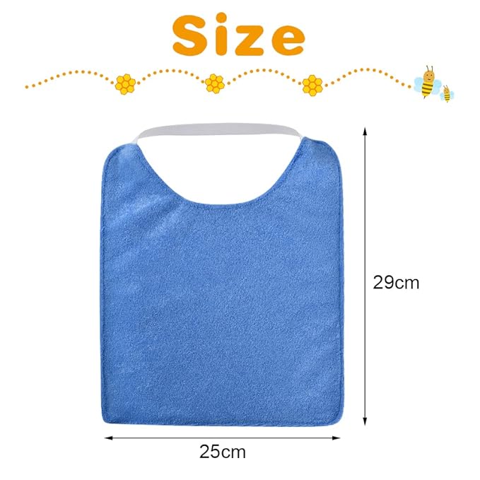 Vicloon Baby Bibs, 5PCS Terry Bib Set, Baby Bibs for Boys, Girls, Terry Drool Cotton Bibs Waterproof protection, Adjustable Elastic Strap, Baby Bandana Drool Bibs for Feeding, Teething Drooling(BULE)