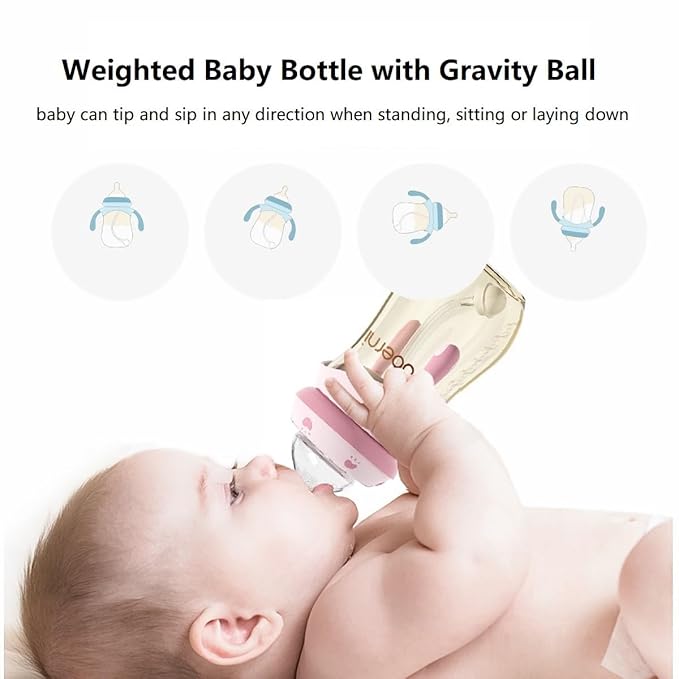 Baby Bottles, Anti Colic Breastfeeding Bottles with Medium Flow Nipples Size ＋, Wide Neck Baby Bottle for Babies, Newborn, Preemie 6+ Months, BPA Free (Blue, PPSU, 10 Ounce, 1 Pack)