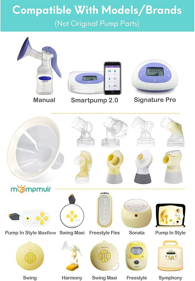 17mm 19mm 21mm Flange Inserts (6 PCS) Compatible with Lansinoh/Medela/Spectra Breast Pump, and 24mm Flange Shields (2 PCS), Replacement Pump Parts, Pump Flanges, Breast Pump Accessories