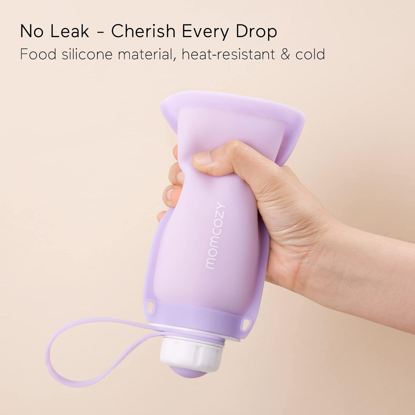 Momcozy Silicone Milk Storage Bags, Reusable Breastmilk Bags for Breastfeeding, 8.5oz/250ml Breast Milk Saver, Leakproof Milk Freezer Storing Pouches, BPA Free (Light Purple & Gray)