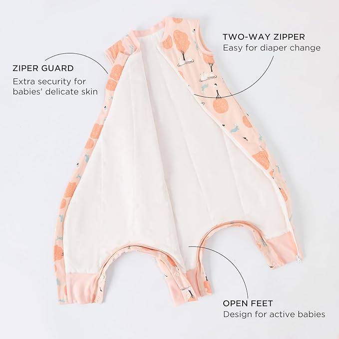 Duomiaomiao 2.5 TOG Toddler Sleep Sack 6-12 Months 100% Cotton Winter Side Open Zipper Baby Sleep Sack with Feet, Warm Toddler Wearable Blanket