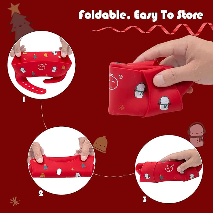 Little Dimsum Baby Bib Silicone Adjustable Waterproof - Soft Comfortable Feeding Bib with Food Catcher for Infants and Toddlers, Easy-Clean Design