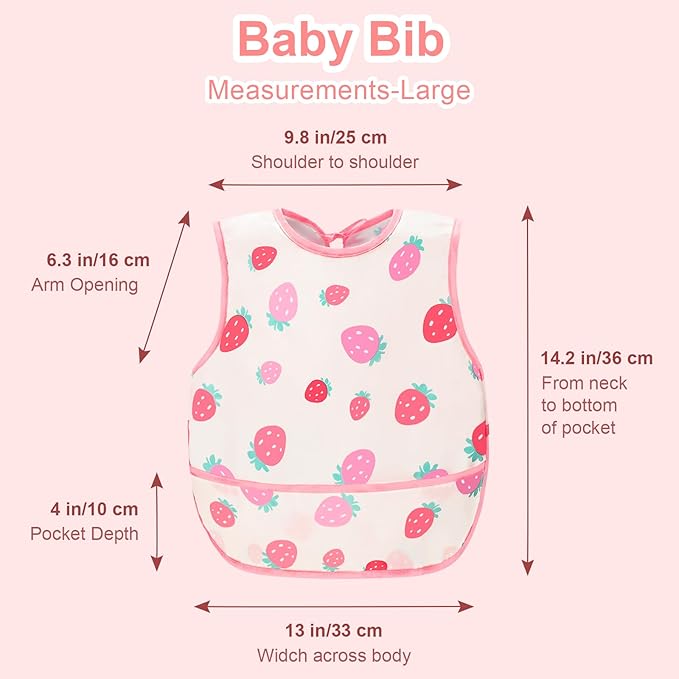 Accmor Baby Bibs, Waterproof Baby Toddler Bibs, Apron Smock Bib for Baby Boys Girls, Essential Must Have for Eating, Feeding