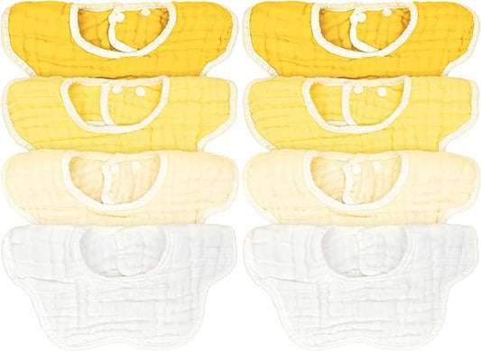 EllieHouse Baby Bibs for Girls Boys 8 Pack Muslin Drool Teeth Drooling Teething Bibs Muslin Cotton for Toddler Infant