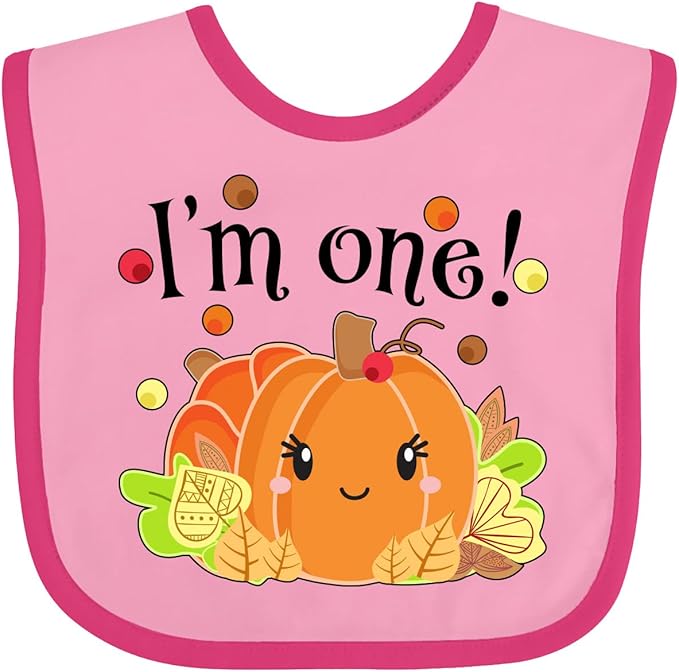 inktastic I'm One- Pumpkin Birthday Autumn Baby Bib