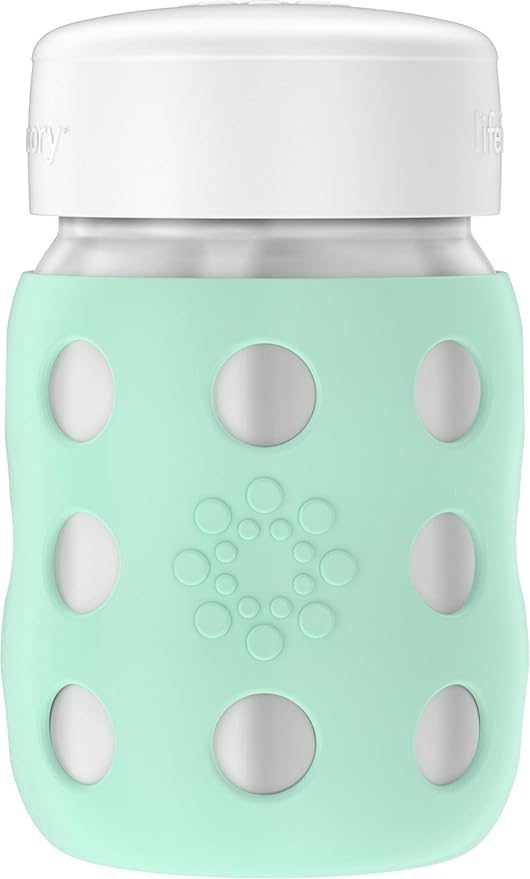 Lifefactory 8-Ounce Stainless-Steel Vacuum-Insulated Wide-Neck Baby Bottle with Flat Cap, Mint (LS2231WMI4)