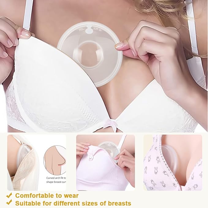 New Model with Plugs! 2PCS Breast Shells, Milk Saver, Wearable Nursing Cups, Protect Sore Nipples for Breastfeeding, Collect Breastmilk Leaks for Nursing Moms, BPA-Free and Reusable