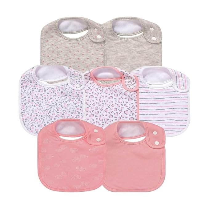 7 Pack Baby Cotton Absorbent Bibs for Drooling Teething