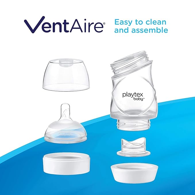 Playtex Baby VentAire Complete Tummy Comfort Baby Bottle, 9 Oz (3 Count), Anti-Colic & Anti-Reflux Bottles for Newborn and Breastfeeding Babies, Feeding Essentials