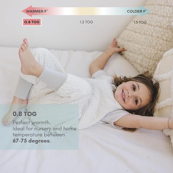 Tealbee Dreamsuit Toddler Sleep Sack with Feet – Walker Sleep Bag with Legs, Rayon made from Bamboo, Summer 0.8 TOG, 2-Way Zipper, 12m-2T - Dash