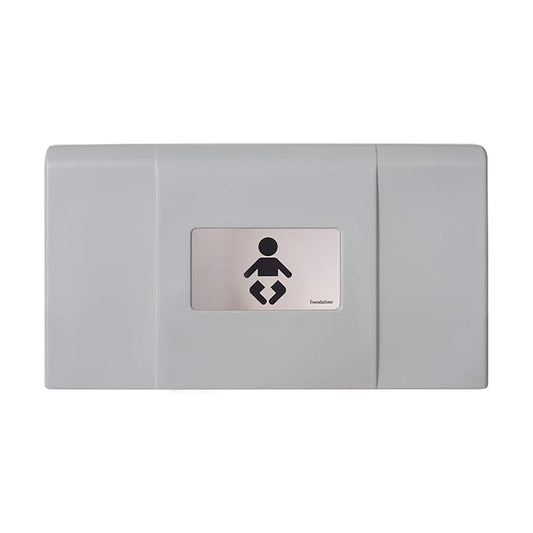 Foundations Ultra Horizontal Wall Mounted Baby Diaper Changing Station, Oversized Changing Surface, Plastic with Heavy Duty Stainless Steel Hinge - Gray (200-EH-01)